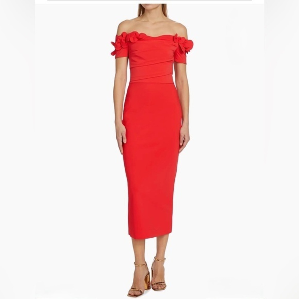 Chiara Boni La Petite Robe Yiana Off-The-Shoulder Midi-Dress Size 8